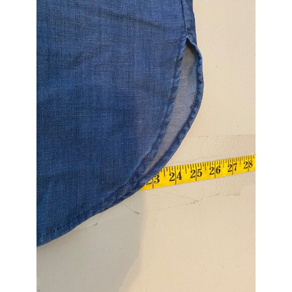 Loft Chambray Button-Down Shirt Blue Long Sleeve Lightweight XL - Picture 11 of 13